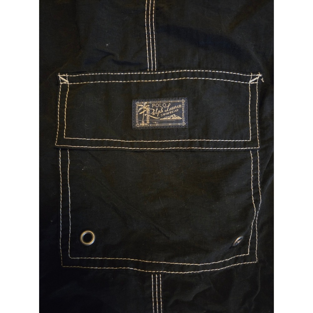 Polo Ralph Lauren Mens XXL Black Swim Trunks Contrast Stitch Cargo Board Shorts - Picture 5 of 5